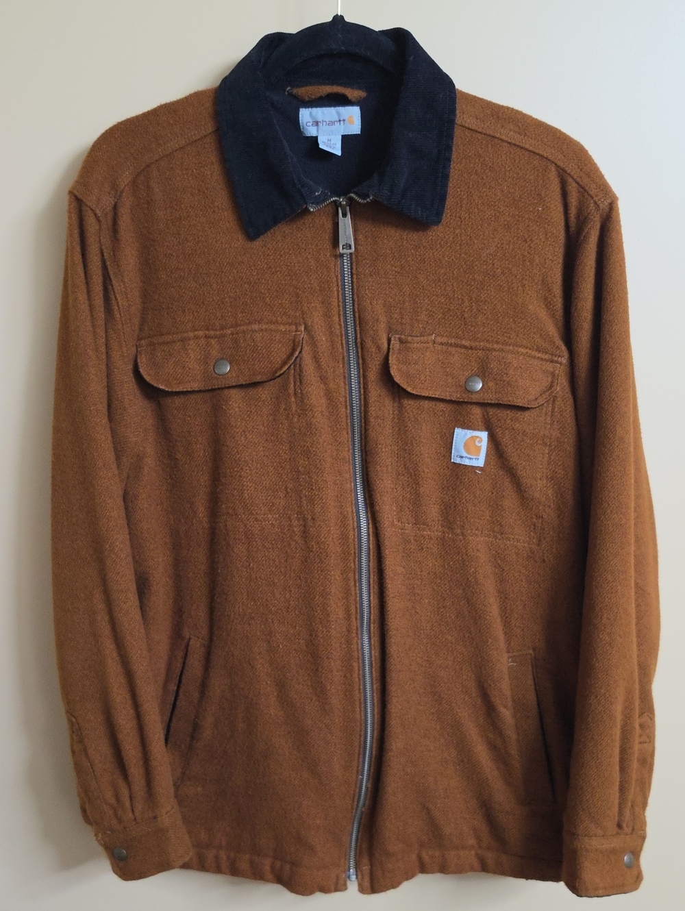 Carhartt Brown Jacket with Black Corduroy Collar